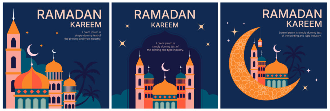 2d vector Ramadan Kareem, geometric background and wallpaper design, Ramanda Kareem illustration, greeting card template