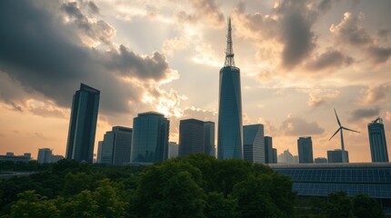 Fototapeta premium sunset over the city