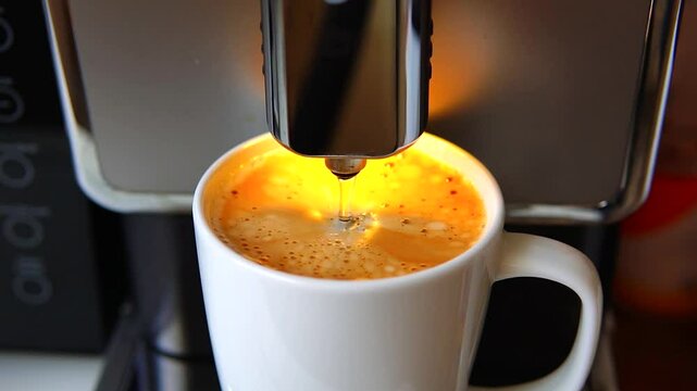 Ein Ausschnitt einer Kaffeemaschine zeigt einen Behlter, der randvoll mit frischen, dunkelbraun glnzenden Kaffeebohnen gefllt ist. Die Bohnen liegen eng aneinander und warten darauf, gemahlen zu werde