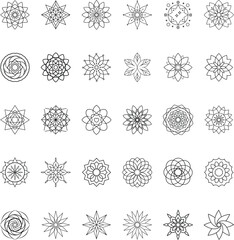 Geometric Mandala Designs Circular Floral Symmetrical Line Art Patterns