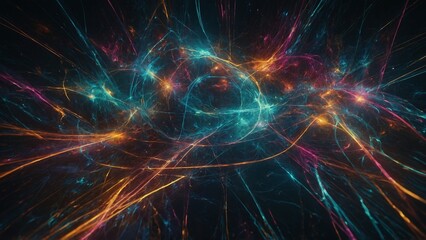 Title: Luminous Energy Streams in Teal and Orange Depicting Multiverse Connections
