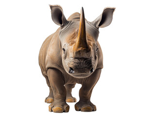 Obraz premium Majestic White Rhinoceros Portrait: A Symbol of Strength and Conservation , isolated on white background PNG
