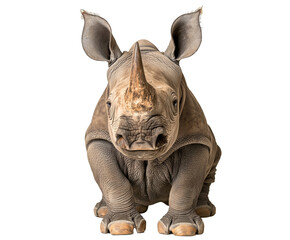 Obraz premium Majestic Baby Rhino Portrait - A Powerful Symbol of Conservation , isolated on white background PNG