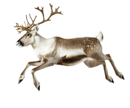 Majestic Reindeer in Full Flight: A Captivating Wildlife Image , isolated on white background PNG