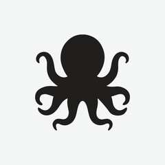 octopus silhouette icon vector on white background