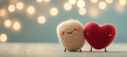 Red and White heart-shaped with fluff board background, Valentine's Day