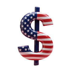 three-dimensional american flag dollar sign against a pink backdrop