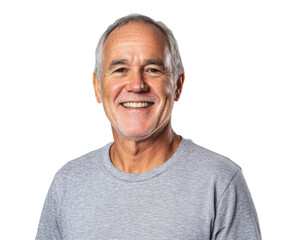 Obraz premium Smiling Senior Man Portrait - A Radiant and Happy Person , isolated on white background PNG