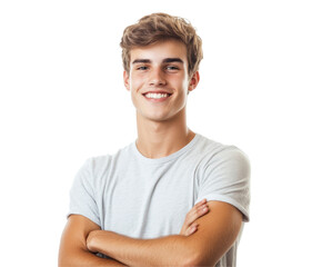 Obraz premium Portrait of a Smiling Young Man, Radiant Confidence and Happiness , isolated on white background PNG