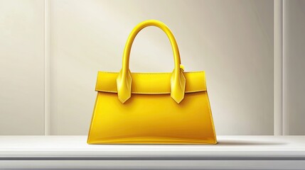 Elegant Yellow Leather Handbag Displayed on White Surface