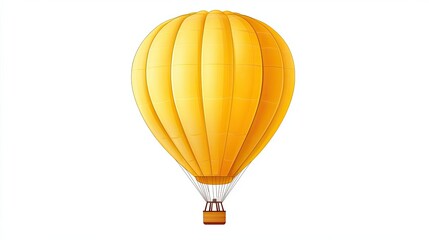 A vibrant yellow hot air balloon floats gracefully