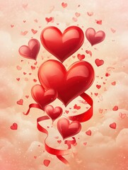 Cute romantic hearts banner card