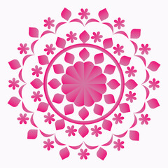 pink flower mandala design and white background and ornamental ornament