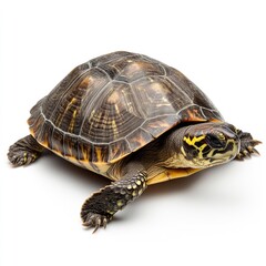 Obraz premium Sea Turtle Isolated on White: A Graceful Ocean Reptile Captured in Natural Elegance