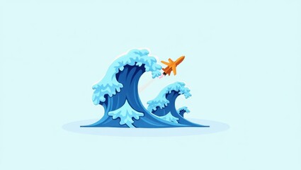 swiftui Thumbnail withrun Haiku animator GitOps Dolphin anty TestFlight svgrepo Telegram channel Wefox Jet orange airplane flying over blue ocean waves, summer travel concept, vacation background, ad