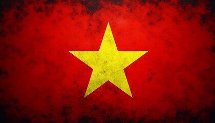 Flag of Vietnam in Grunge Style Texture, Image for Design Projects