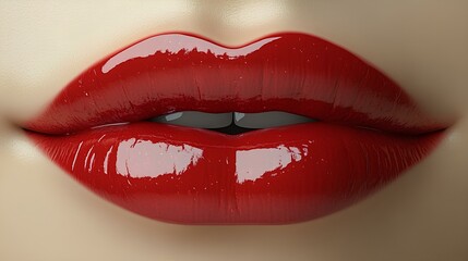 Obraz premium Red glossy lips pattern, seamless, digital art, cute aesthetic, hyper realistic