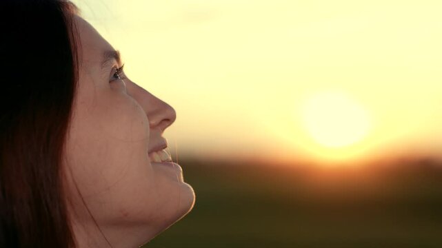 people happiness dream face girl looking sky, pray believe god, relax nature pleasure, look sky joyful girl, faith good good, girl waiting miracle hoping best, face person outdoors, happiness dream