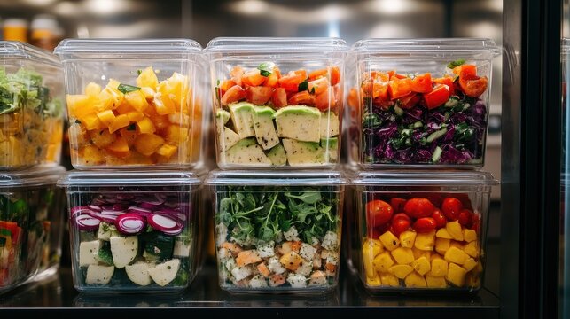 Vibrant Fresh Vegetables and Fruits in Storage Containers