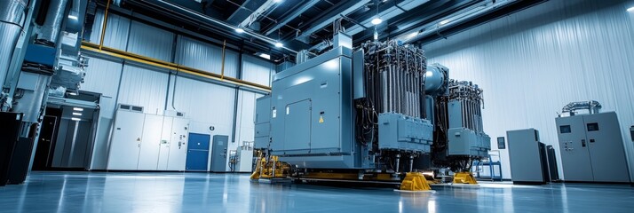 Industrial Power Grid High-Voltage Transformer in Modern Energy Facility for Distribution