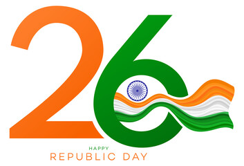 republic day india 26 tricolor flag wave. 26 January