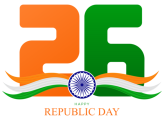 India's Republic Day with Colorful 26 and Indian Flag Elements. 26 January