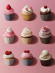 Cupcake sticker icon set