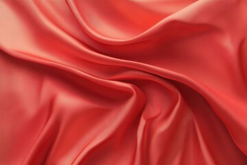Obraz premium A vibrant red satin fabric, elegantly draped and showcasing its smooth texture and sheen, perfect for fashion or decor.