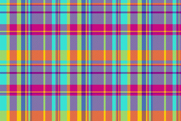 Wide tartan seamless pattern, creation vector plaid fabric. Eps textile check background texture in teal and pink colors.
