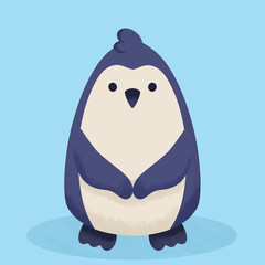 Cute cartoon penguin standing on ice illustration for children