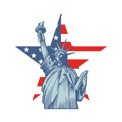 liberty and american flag illustration