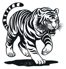 Obraz premium PNG Crawling tiger art illustration wildlife.