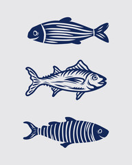 Fototapeta premium Marine Fish collection illustration clip art poster fabric textile wallpaper print art isolated