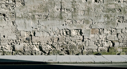 崩れそうなぼろぼろの古いレンガ造りの壁面 背景テクスチャ Crumbling Ragged Old Brick Wall Background Texture