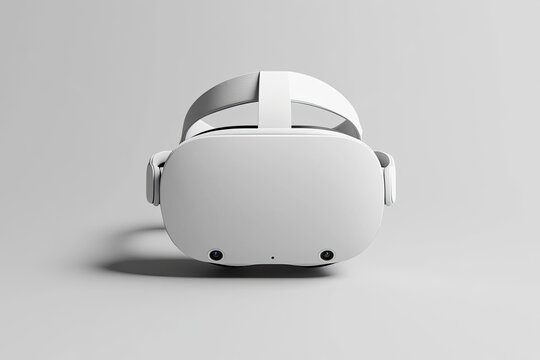 Modern VR headset, white, studio shot, empty background, for tech articles or gaming content