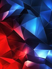 Fototapeta premium Technology bright low poly connection abstract background. Blue and red blurred futuristic vector design
