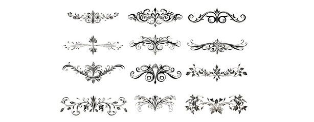 A set of vector illustrations with simple shapes and doodles in green, beige, and gray colors on a white background.  