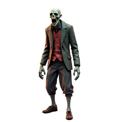3d render of a zombie in vintage clothing