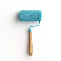 Obraz premium Bright Blue Paint Roller on a Clean White Background, Ideal for Home Improvement, DIY Projects, or Artistic Painting Endeavors, Perfect for Stock Photography Use