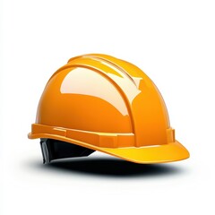 Fototapeta premium Bright Yellow Safety Hard Hat Isolated on White Background, Symbolizing Construction, Industry, and Worker Protection in a Professional Setting
