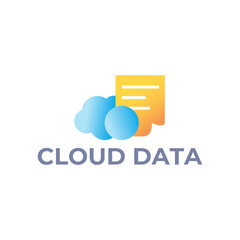 Cloud Storage Logo. Cloud Data Logo Design Template.