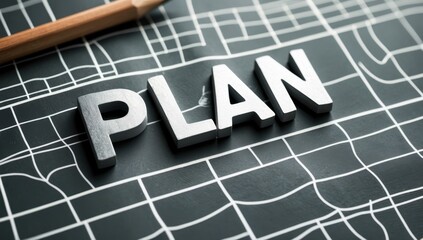 Adhd planner Strategy roadmap Site reliability engineering Contingency fund Ai lesson plan generator Increase revenue Onplan Oneplan Plannerly Planful 3D black and white letters spelling on blueprint