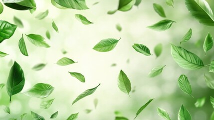 Naklejka premium Spring leaves and foliage in background with soft bokeh effect