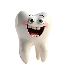 cheerful cartoon tooth with a shiny gleaming smile