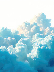Fototapeta premium Abstract cloud formations in shades of blue and green on a white background with splashes of color , splash, blue