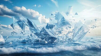 Creative digital polygons wallpaper. Technology and science concept. 3D Rendering