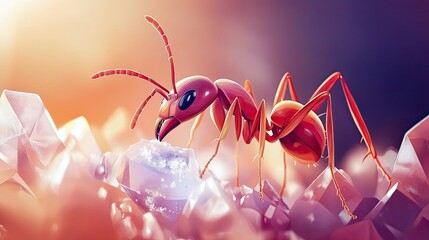 Red Ant on Crystal Formation in Sunlight
