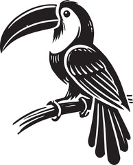 Beautiful Toucan Bird Silhouette vector illustration isolated on white backgournd