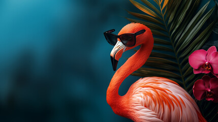 Fototapeta premium background with a pink flamingo