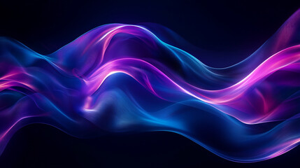Obraz premium A sleek, modern abstract background with soft curves and gradients in shades of blue and purple against a black backdrop